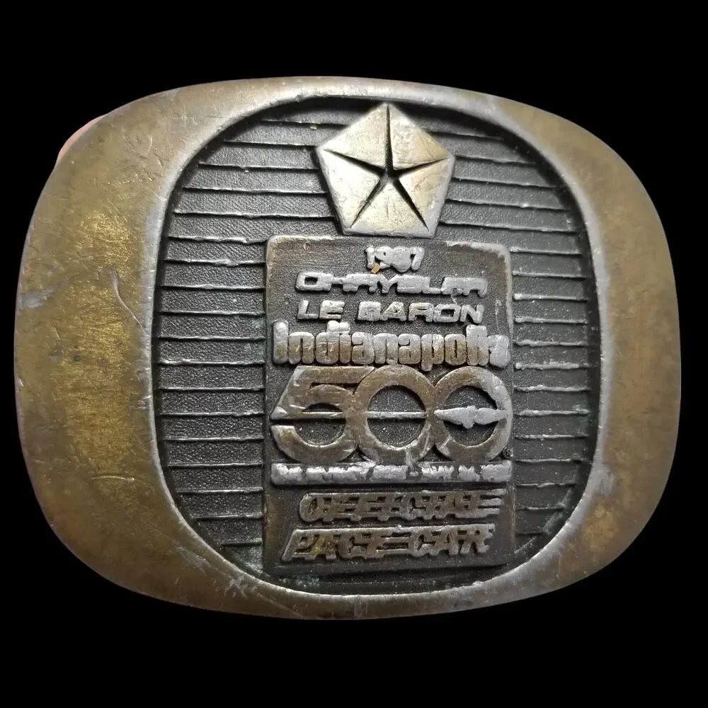 Vintage‎ Belt Buckle 1987 Chrysler LeBaron Indianapolis 500 Official Pace Car